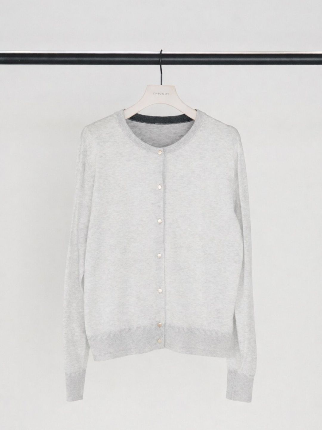 [9263-694GS] ミニマルクルーネックCDトップス グレー