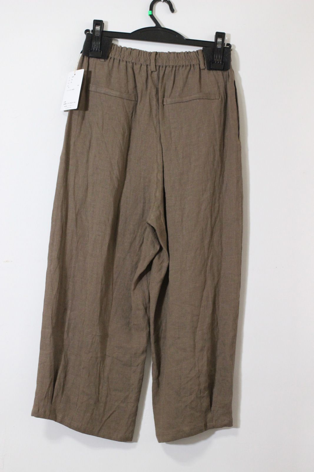 クロップドリネンパンツ ブラウン