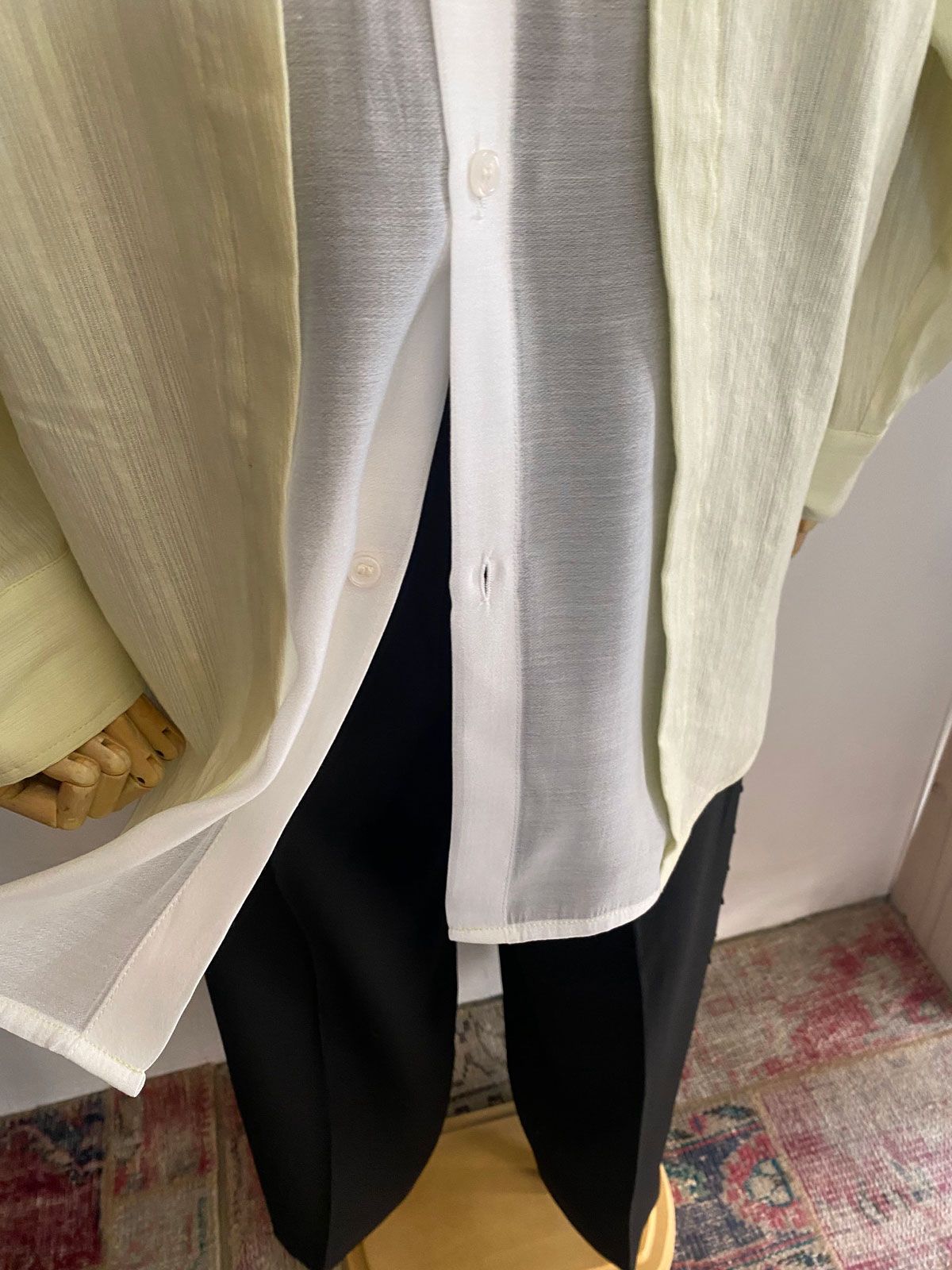 スプリングスラブ レイヤード風シャツ メローイエロー