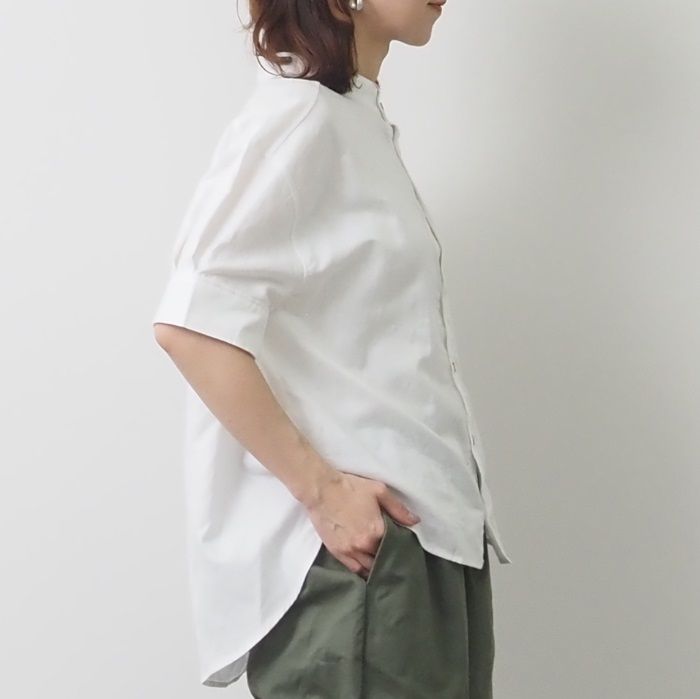 綿麻ツイルシャンブレーハーフスリーブシャツ オフ