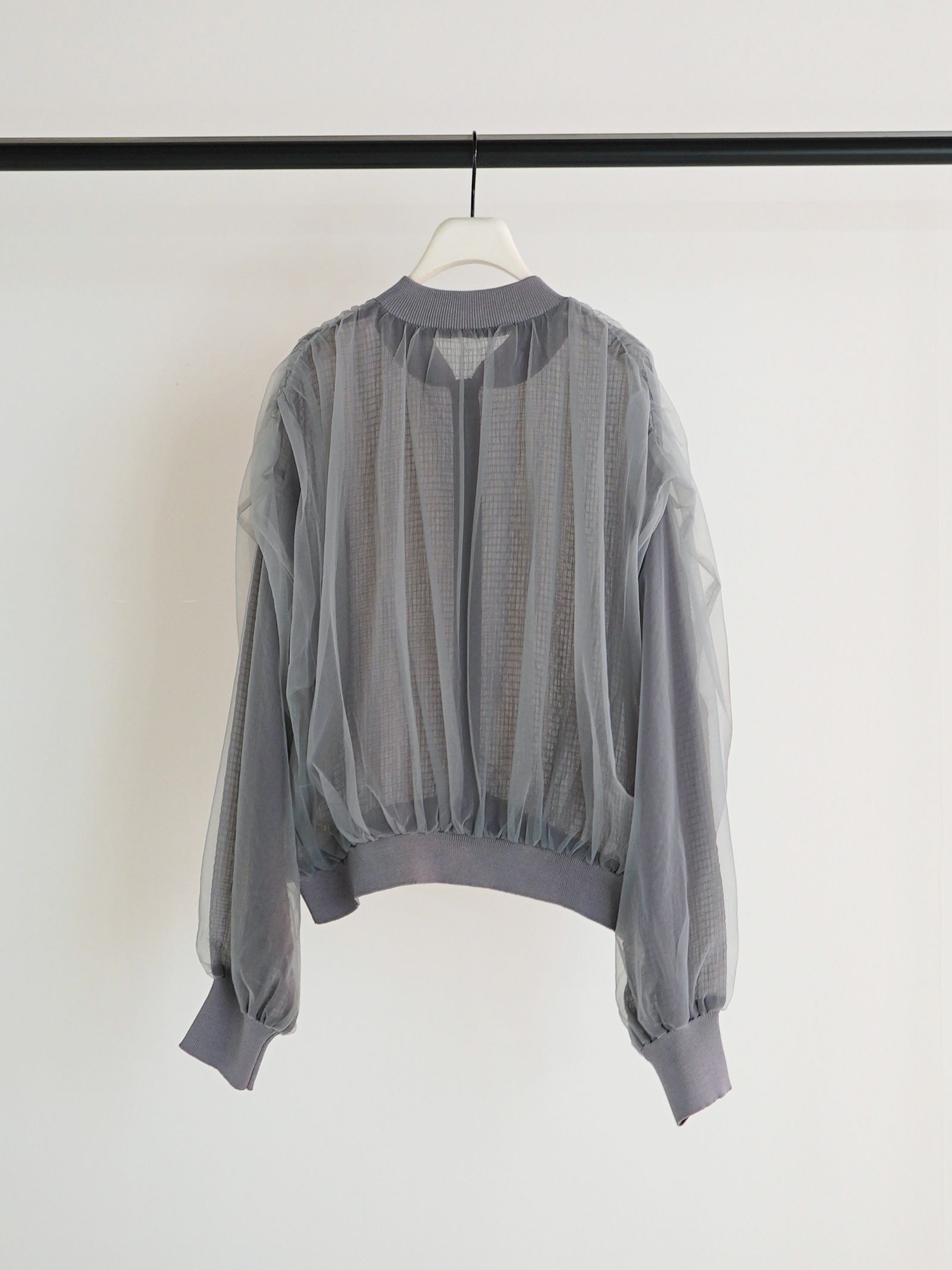 [9861-093GS] チュールボリュームブルゾン グレー