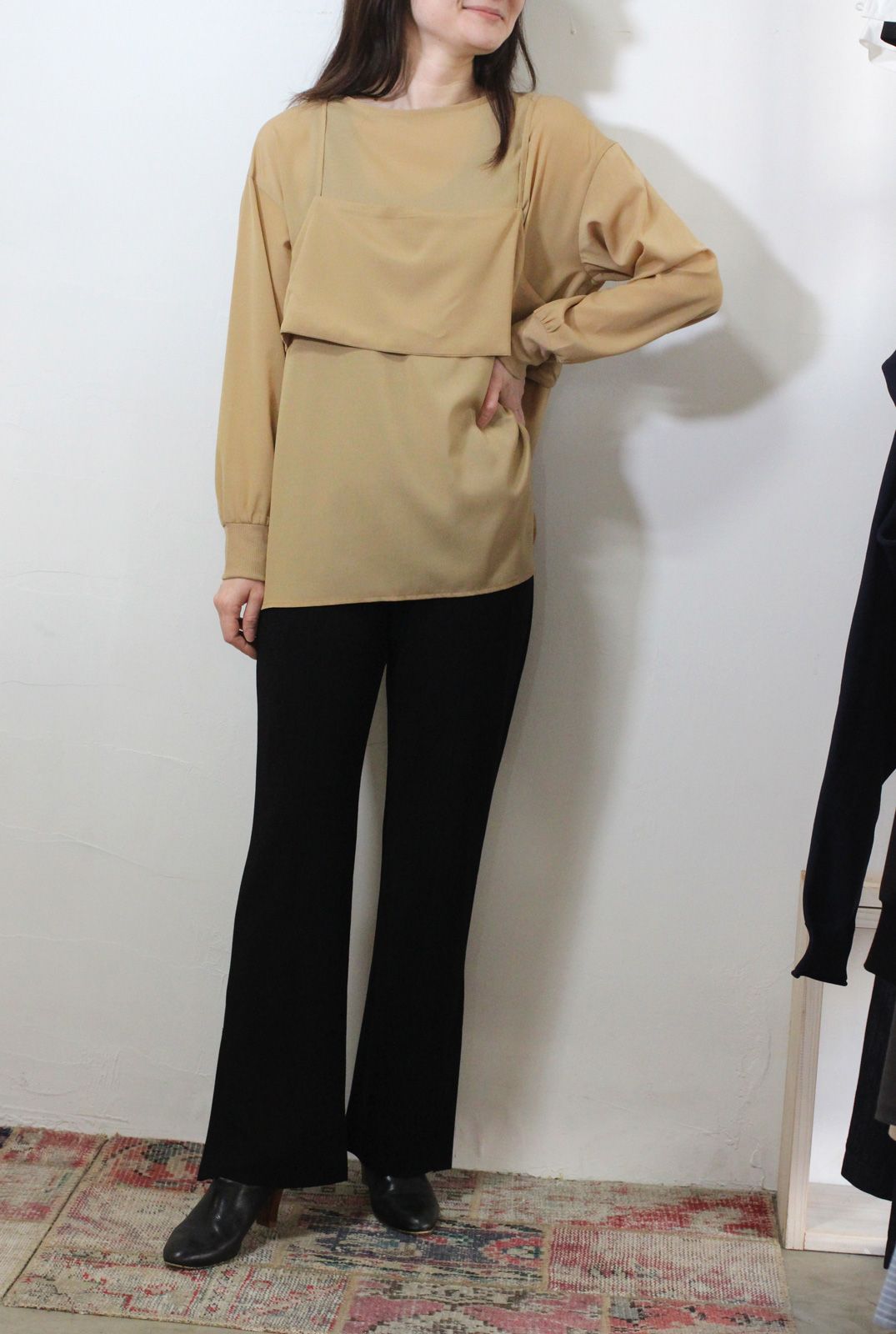 デシン キャミ付きプルオーバー ベージュ