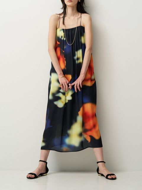 [5563-622MK] フォグフラワープリントOP ブラック