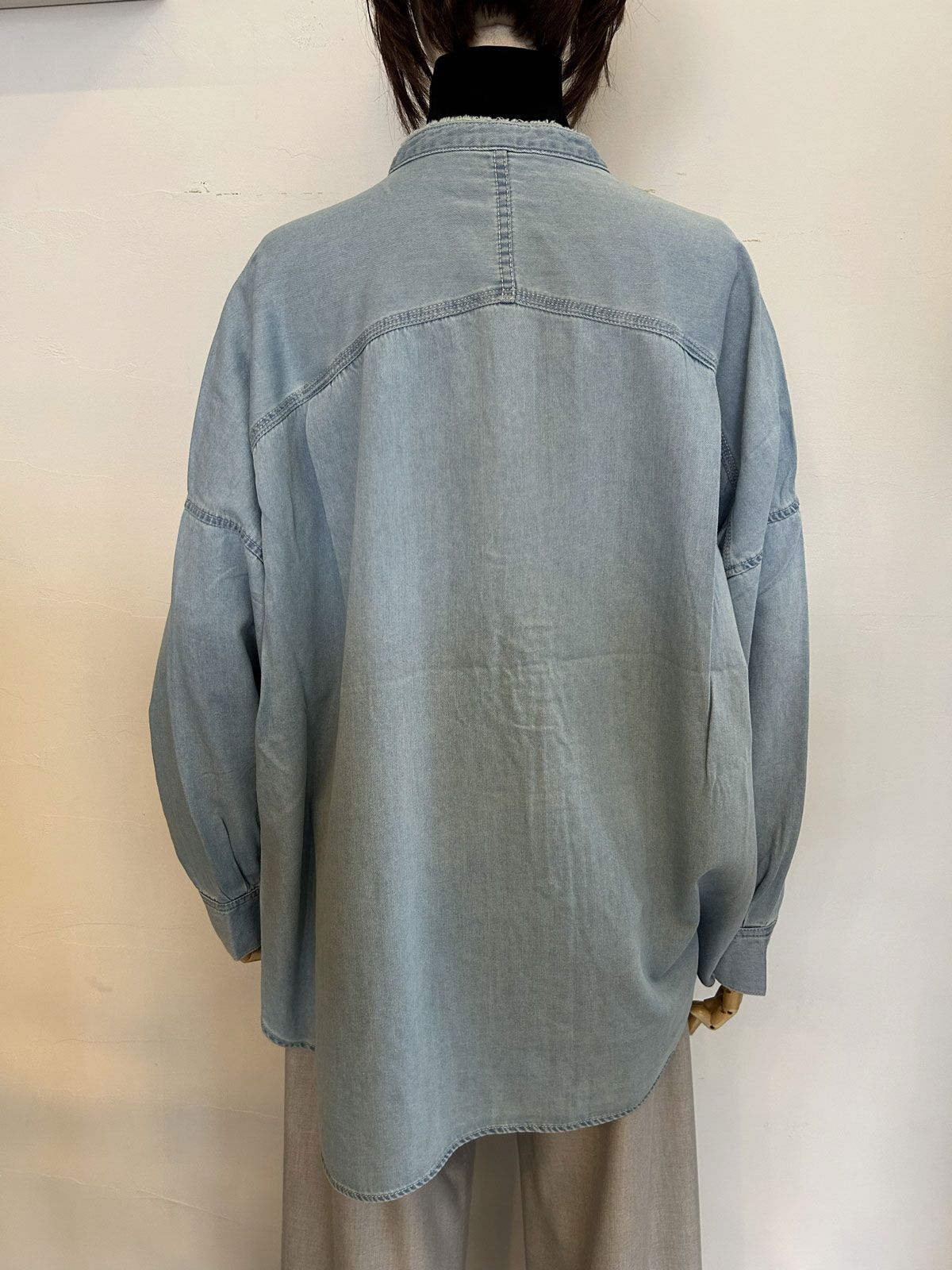 6ozテンセルデニムオーバーシャツ ブルー