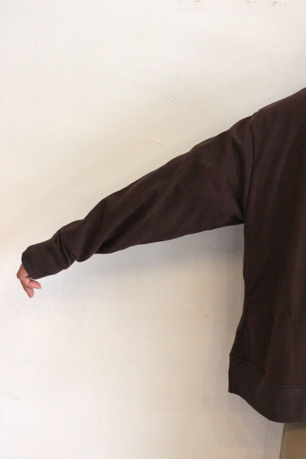 ガーゼフリースジップアップブルゾン ブラウン