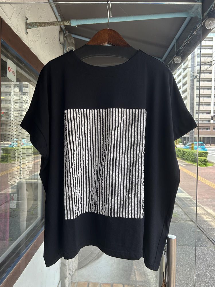 レクタングルパネルTシャツ ブラックxブラック