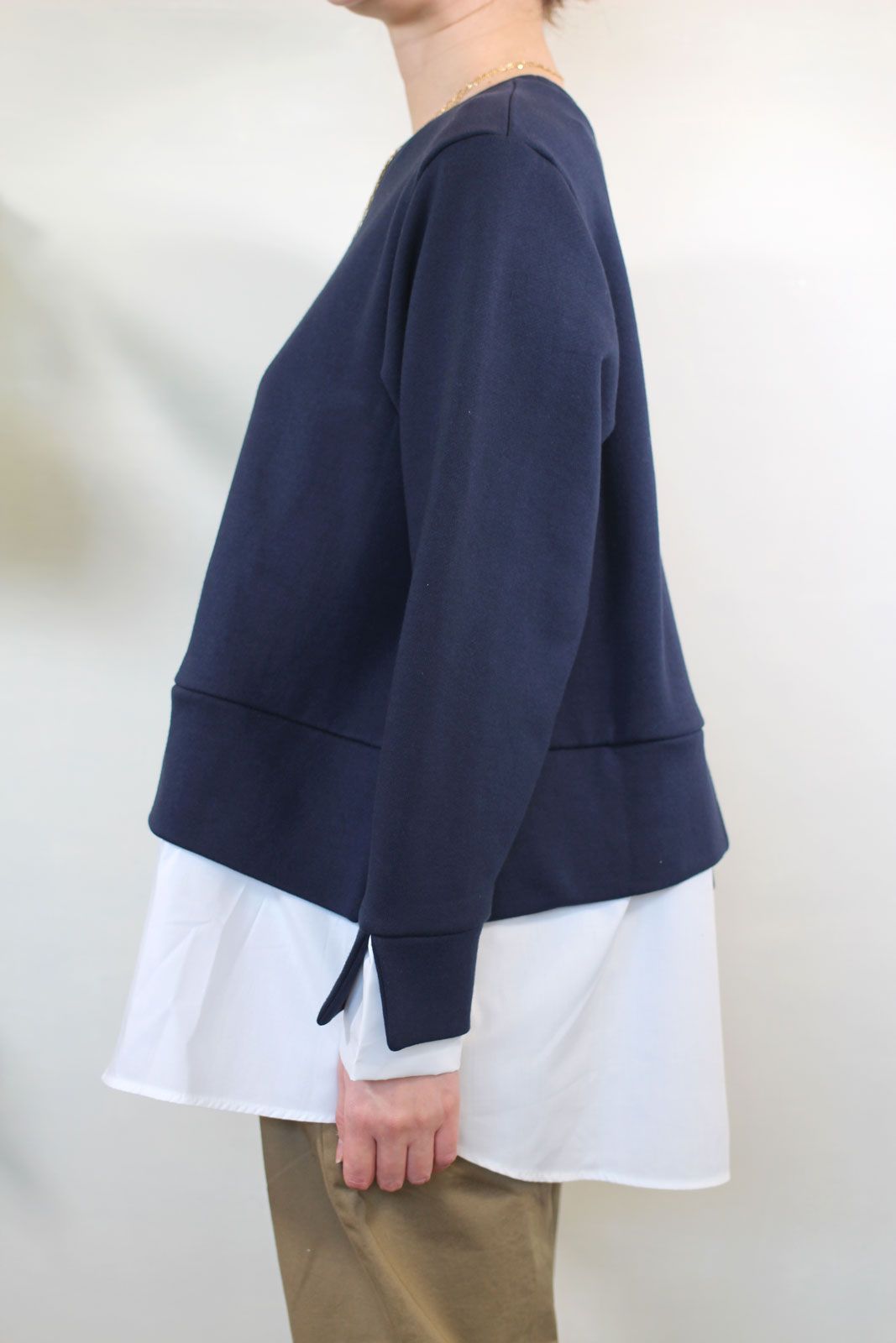 レイヤード風アシメプルオーバー ベージュ