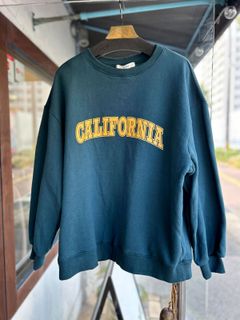 裏起毛 CALIFORNIAロゴプルオーバー ピーコックグリーン
