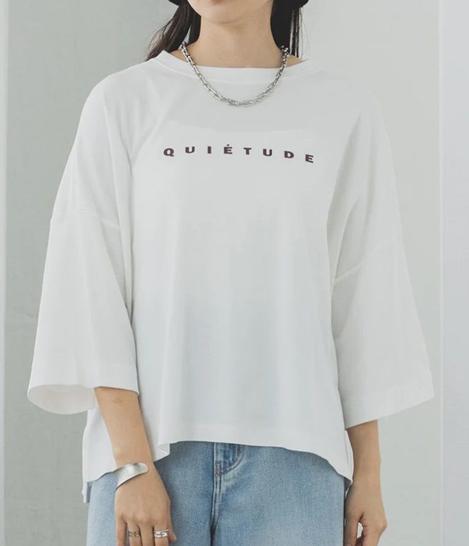 ロゴプリントワイドショートTシャツ オフホワイト