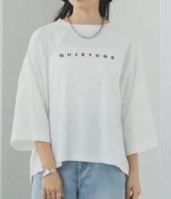 ロゴプリントワイドショートTシャツ オフホワイト