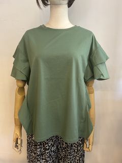 フリルスリーブTシャツ グリーン
