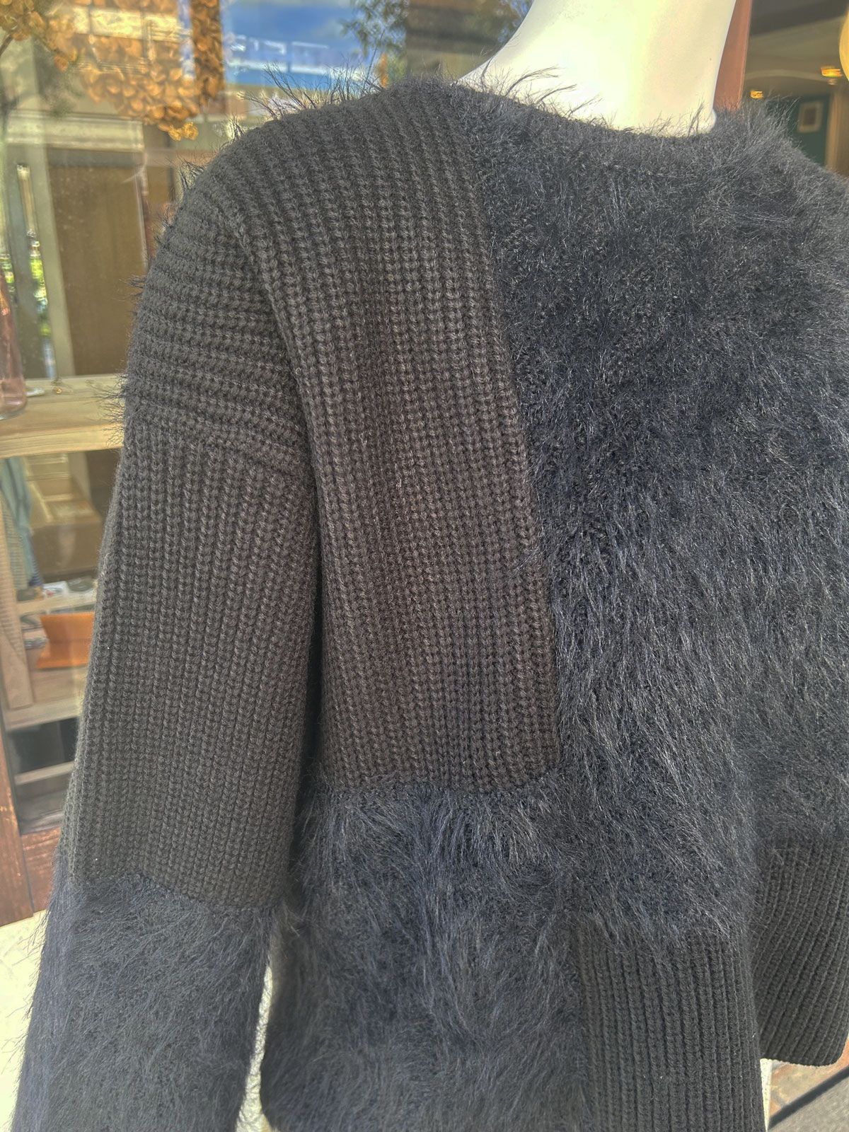 [9855-302JR] 編地MIXニットPO ブラック