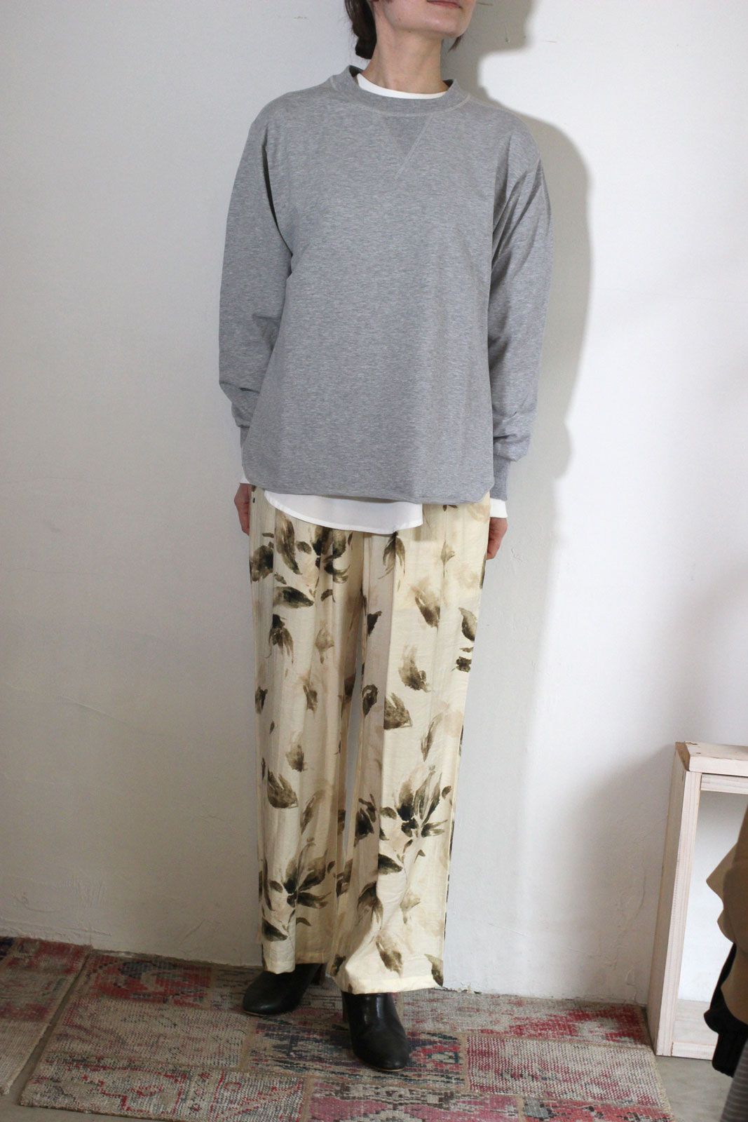 ミニ裏毛トップス 杢グレー