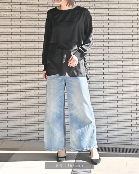 デシン キャミ付きプルオーバー ブラック