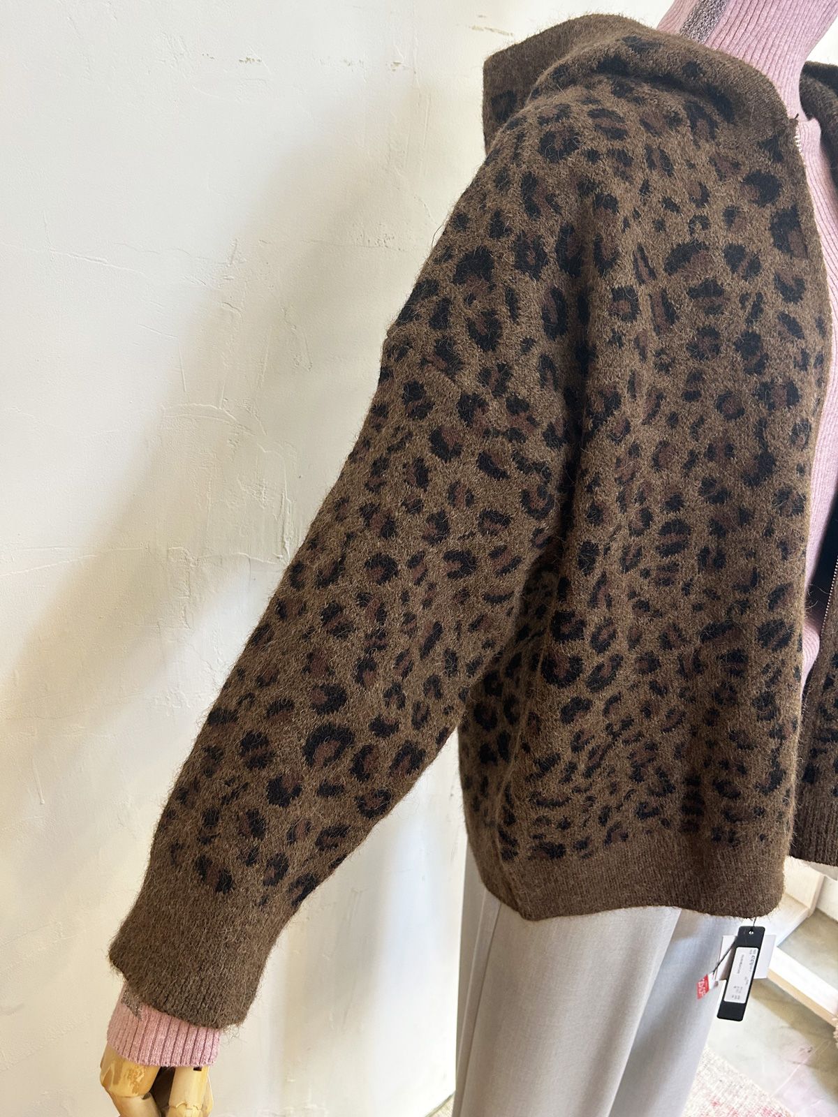 レオパードフードパーカー ブラウン