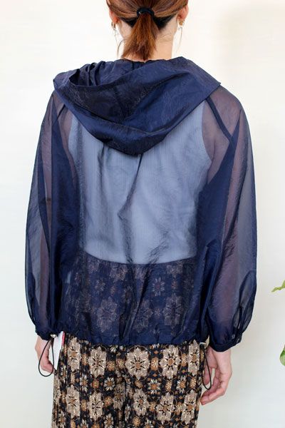 シアーフードパーカー ネイビー