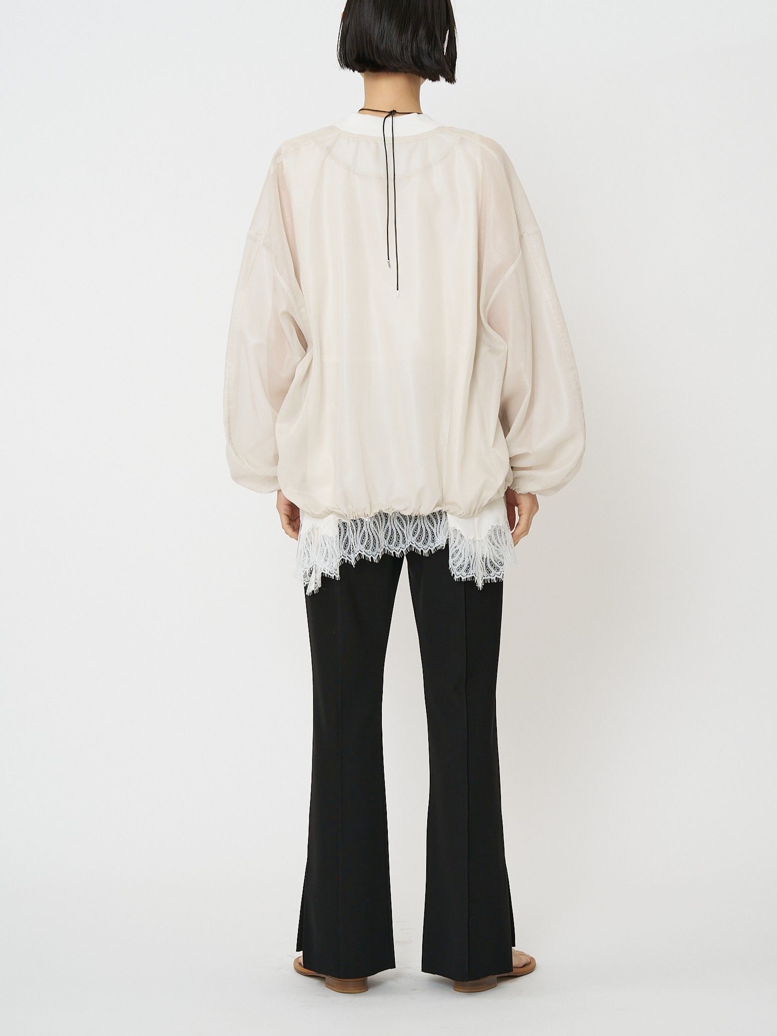 [1561-061NH] ヘムレースサテンタンク オフホワイト