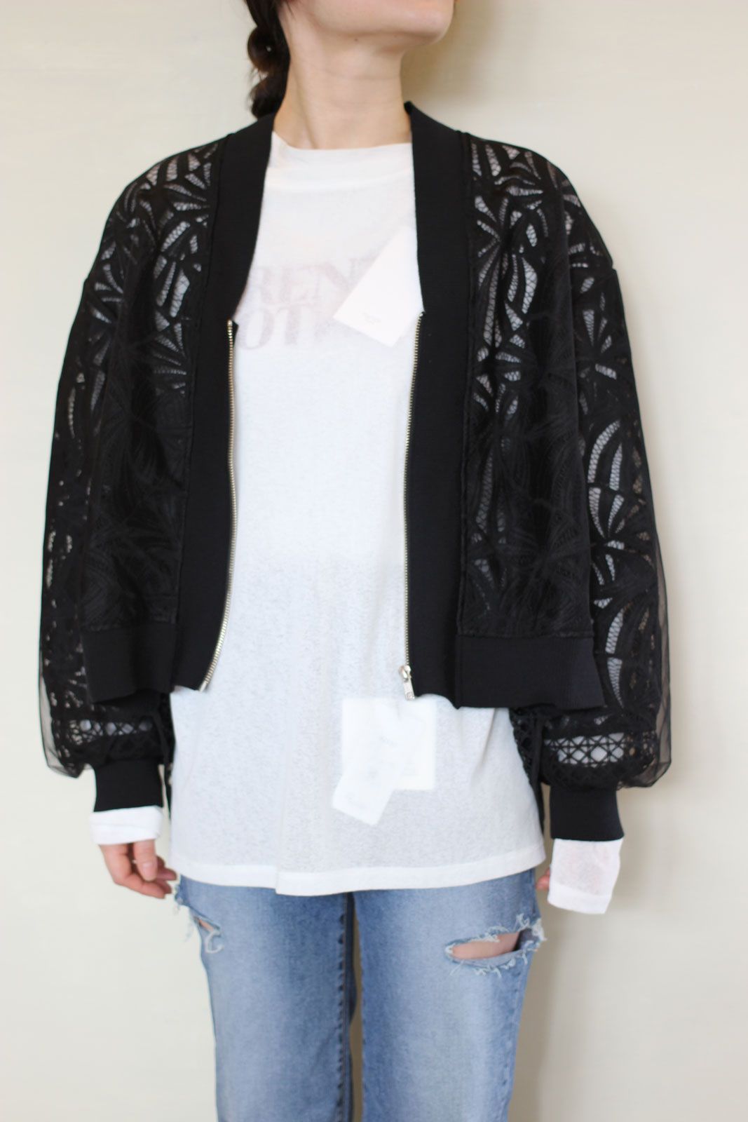 AULA AILA メッシュナイロンジャケット ブラック AULA AILA｜DENIM COMBINATION BLOUSON(25PS | Rakuten Fashion