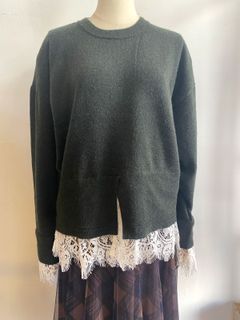 カシミアタッチレースドッキングニット チャコール