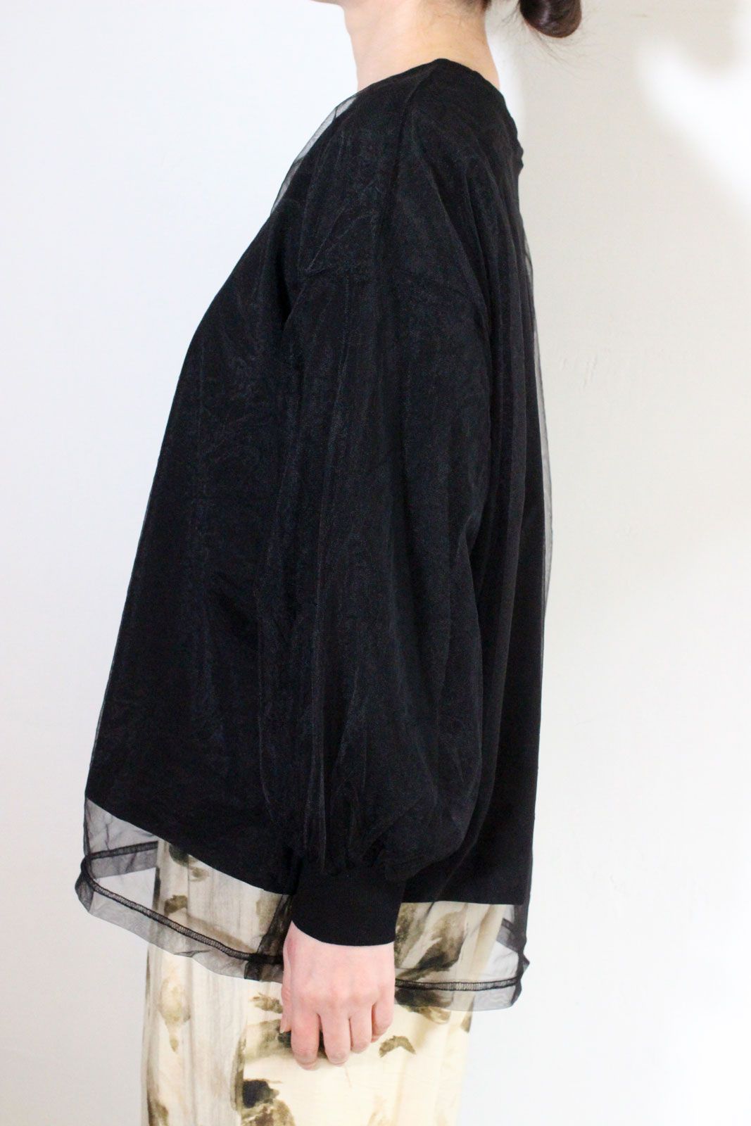 レイヤーチュールトップス ライトグレー