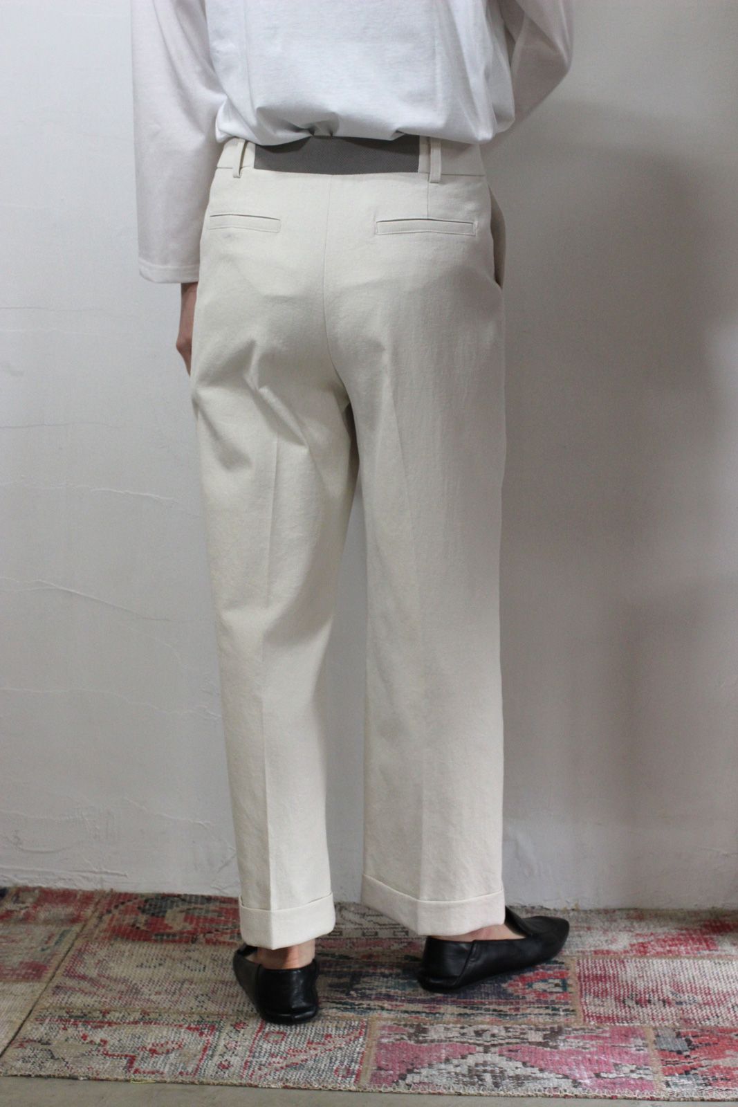 テーパードワイドパンツ ネイビー