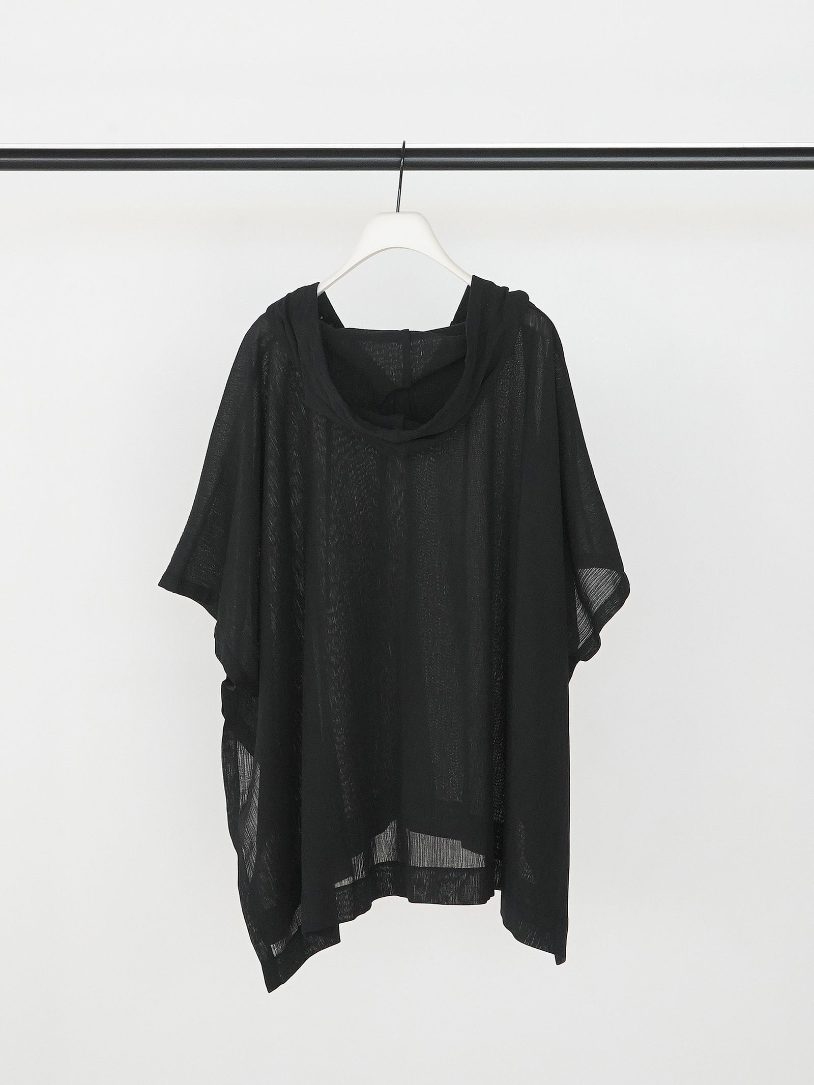 [1262-305KK] シアーメッシュポンチョTOPS ブラック