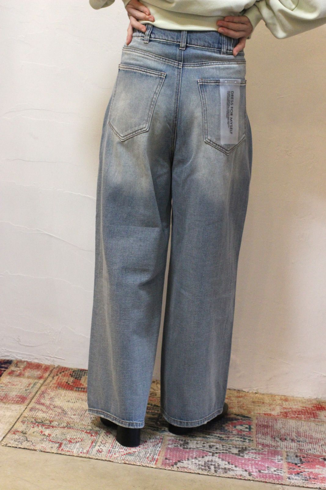 10ozポケットタック デニムパンツ ライトインディゴブルー