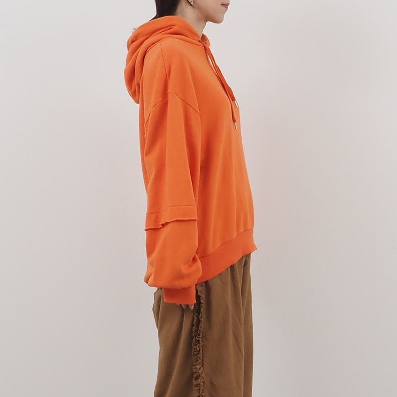 セントラル裏毛カットオフパーカー カーキグレー