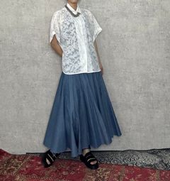 サーキュラーデニムスカート ブルー