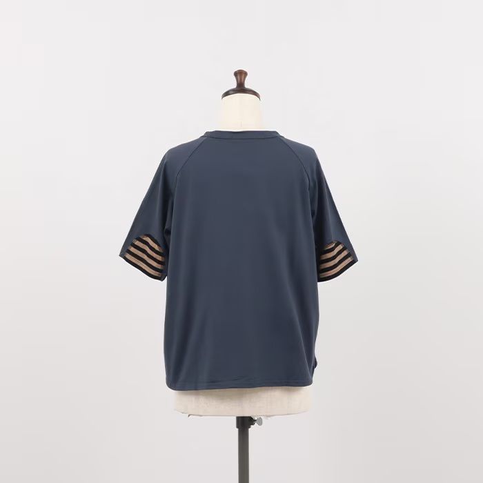 天竺エルボーパッチT ブルーグレー