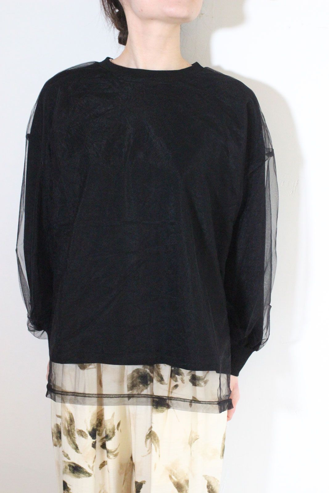 レイヤーチュールトップス ライトグレー