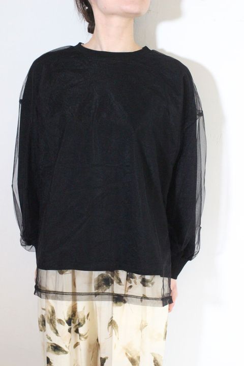 レイヤーチュールトップス ブラック