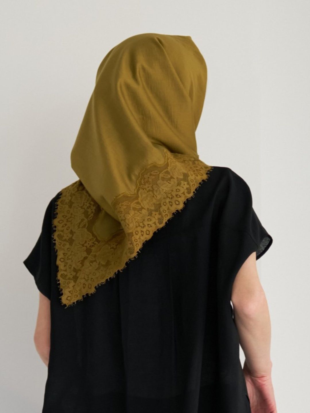 [0563-686NH] レースマルチWAYスカーフ ライトカーキ