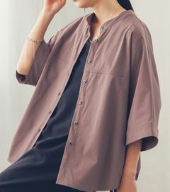 接触冷感ドルマンシャツ モカ
