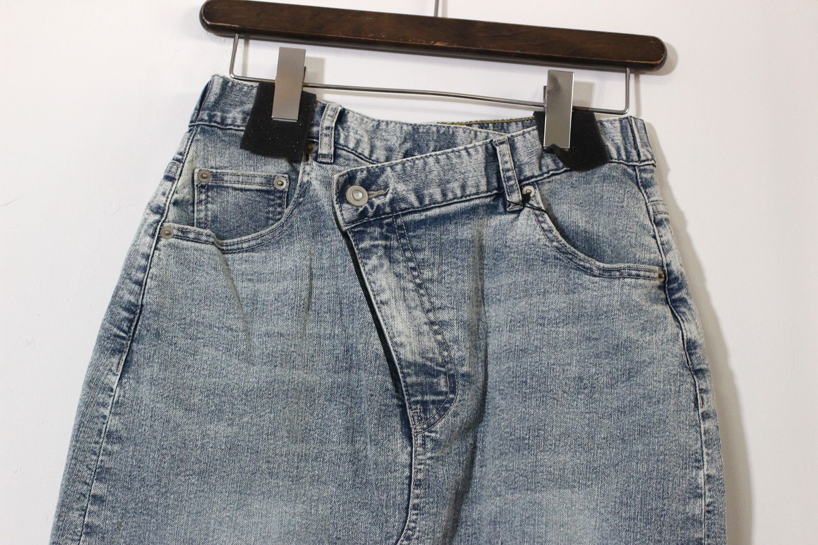 デニム ラップデザイン タイトスカート ライトインディゴブルー