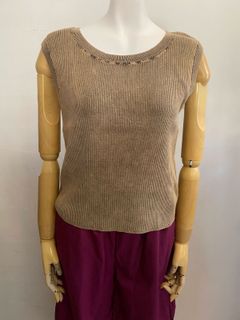 コットンリブ ストーンウォッシュ タンク ブラウン