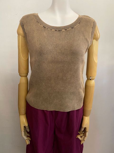 コットンリブ ストーンウォッシュ タンク ブラウン