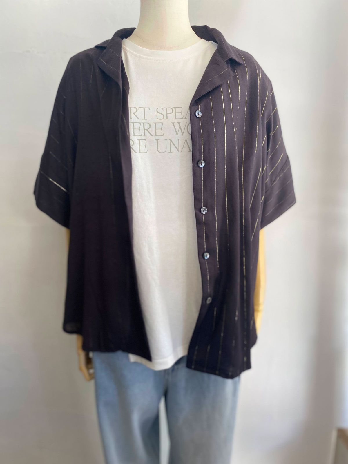 USAコットン アシメロゴTシャツ オフホワイト