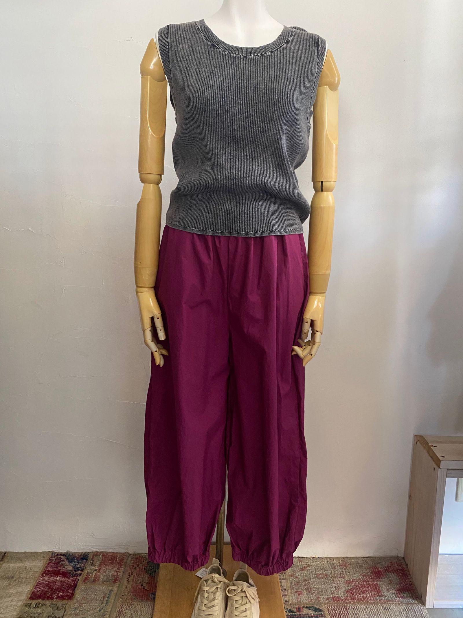 コットンリブ ストーンウォッシュ タンク チャコール