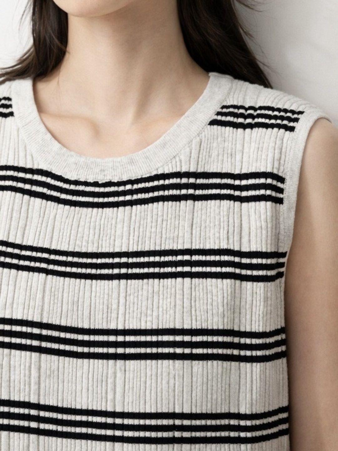 [9263-695GS] ランダムリブニットタンク グレーミックス