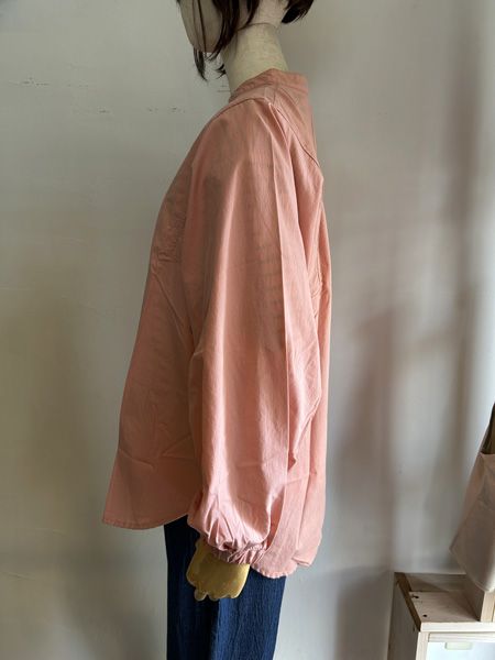 近江晒50sブロード袖ボリュームシャツ ピンク