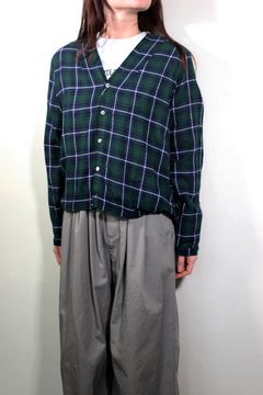 コットンVネックブラウス チェック