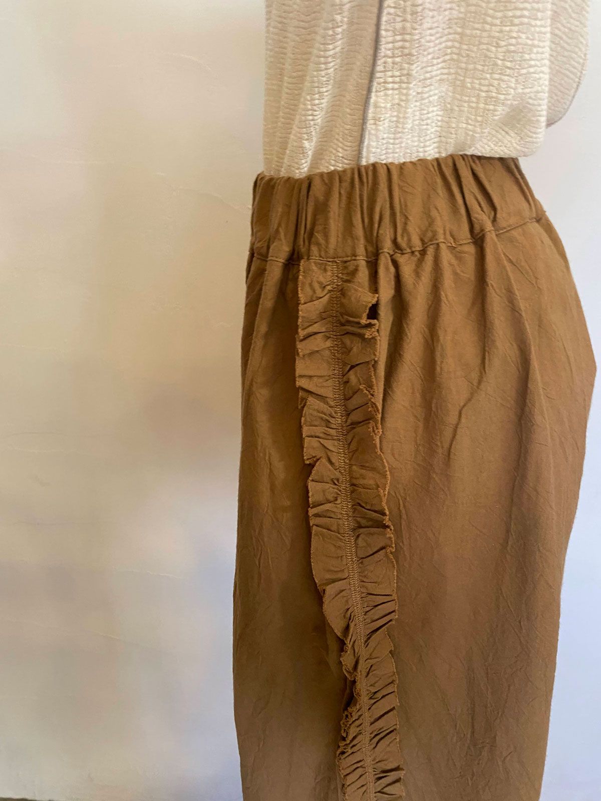 シーチングハンドワッシャー フリンジパンツ コヨーテ