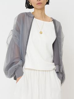 [9861-093GS] チュールボリュームブルゾン グレー