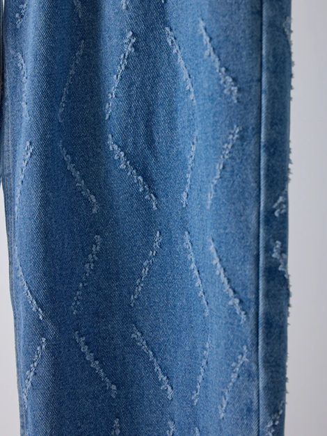 LASER CUT WIDE DENIM ブルー