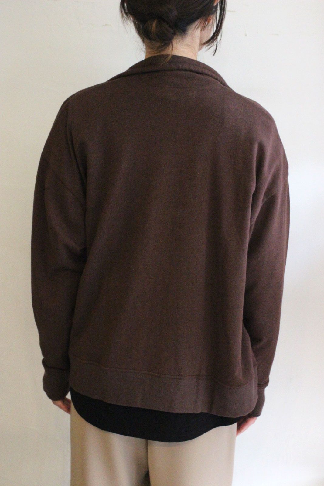 ガーゼフリースジップアップブルゾン ブラウン