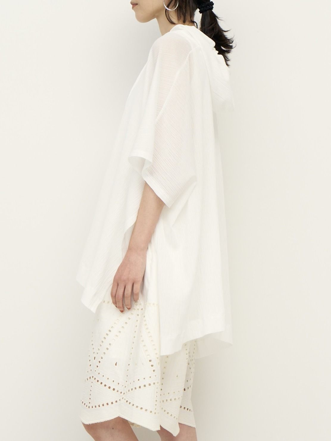 [1262-305KK] シアーメッシュポンチョTOPS ブラック