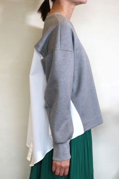 バックブラウスドッキングプルオーバー グレー