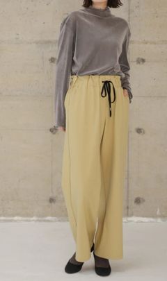 ストレッチサーモサキソニーワイドパンツ イエロー