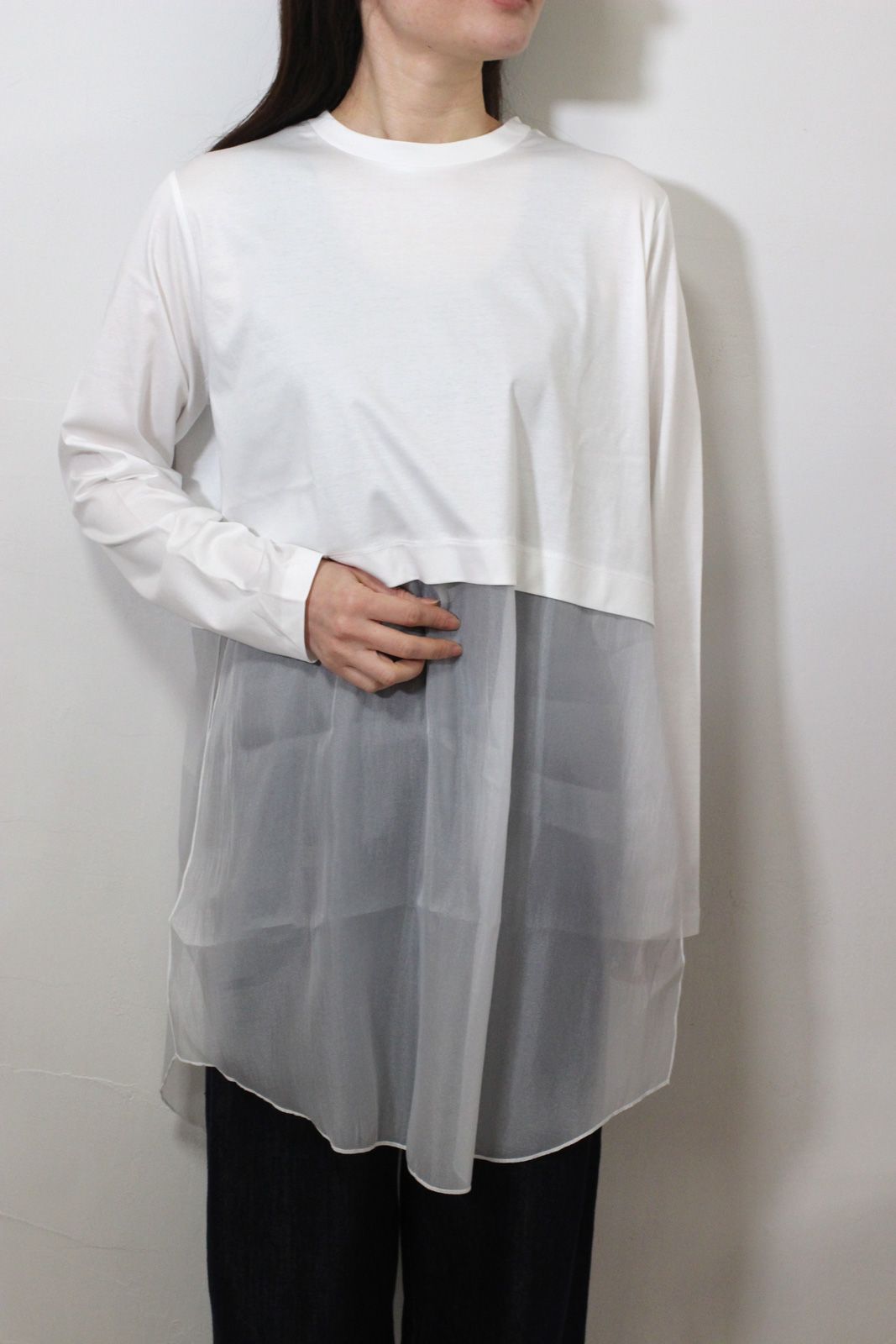 オーガンジードッキングトップス オフホワイト